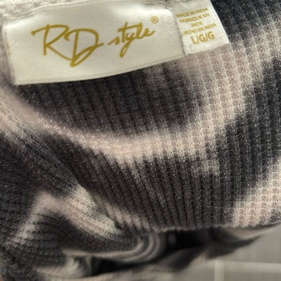 RD Style TieDye Blue Waffle Knit Women’s Long Sleeve Size L - Picture 6 of 6